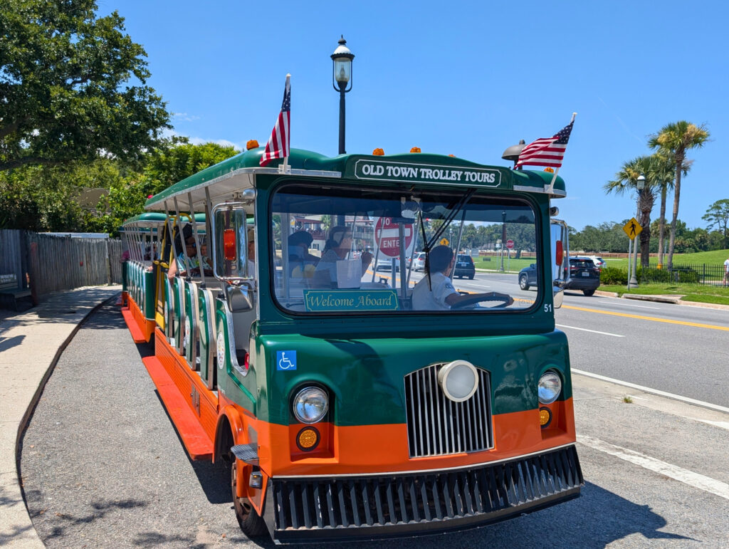 trolley bus on street