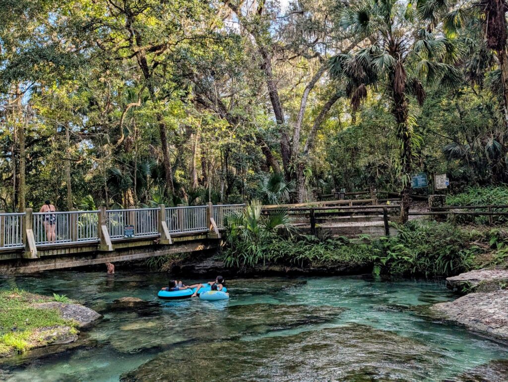 River Tube passing under bridge on florida springs