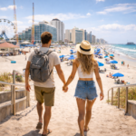 Couple walking towards Daytona Beach